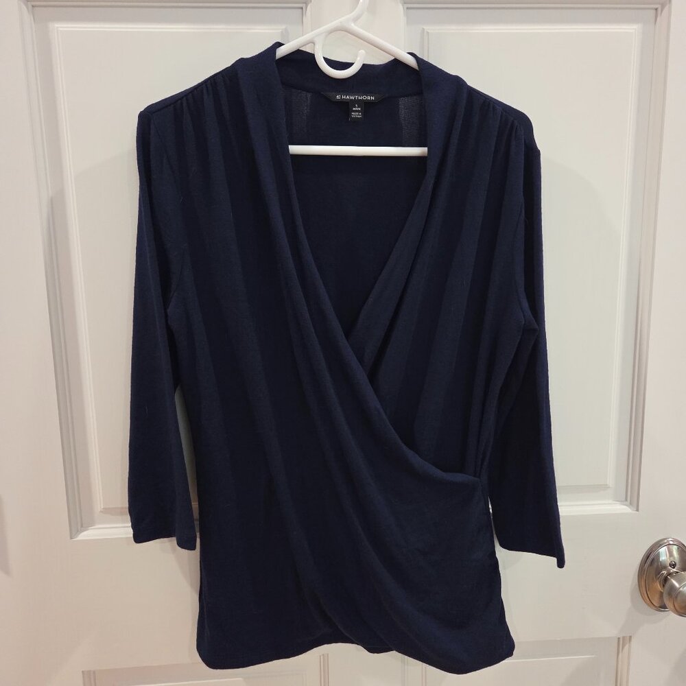 Faux Wrap V Neck Sweater